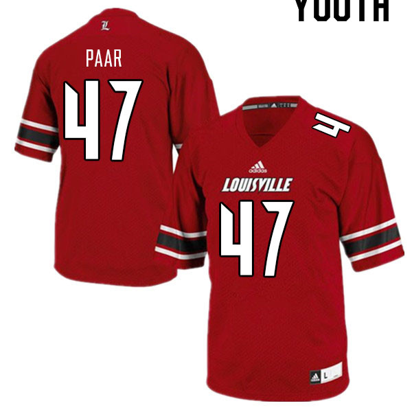 Youth #47 William Paar Louisville Cardinals College Football Jerseys Sale-Red - Click Image to Close